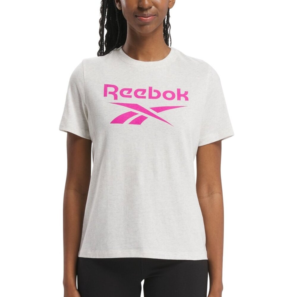 Reebok Women's Short Sleeve Logo Graphic T-Shirt - Chalk Melange